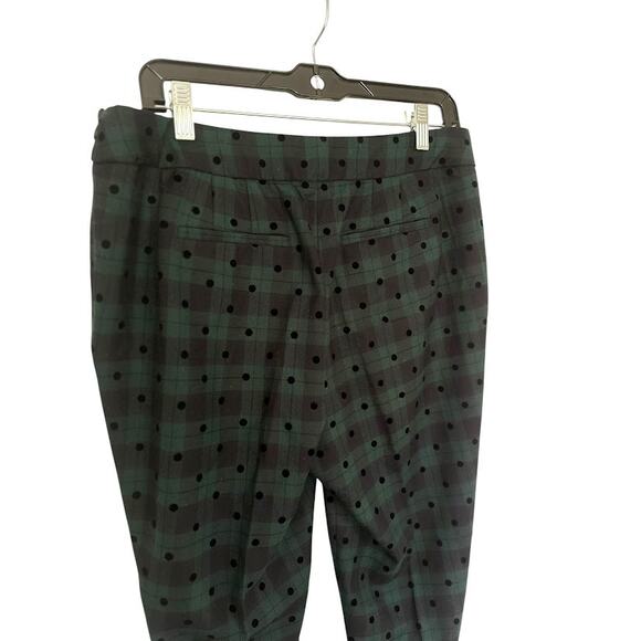 Talbots Pants Heritage Size 10P Green Black Polka Dot Straight High Rise - Picture 4 of 10